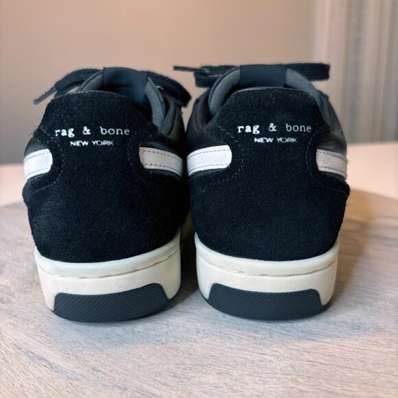 Rag & Bone Women’s Retro Court Black White Leather Sneakers EU Sz 37 US Size 7 - Picture 10 of 12